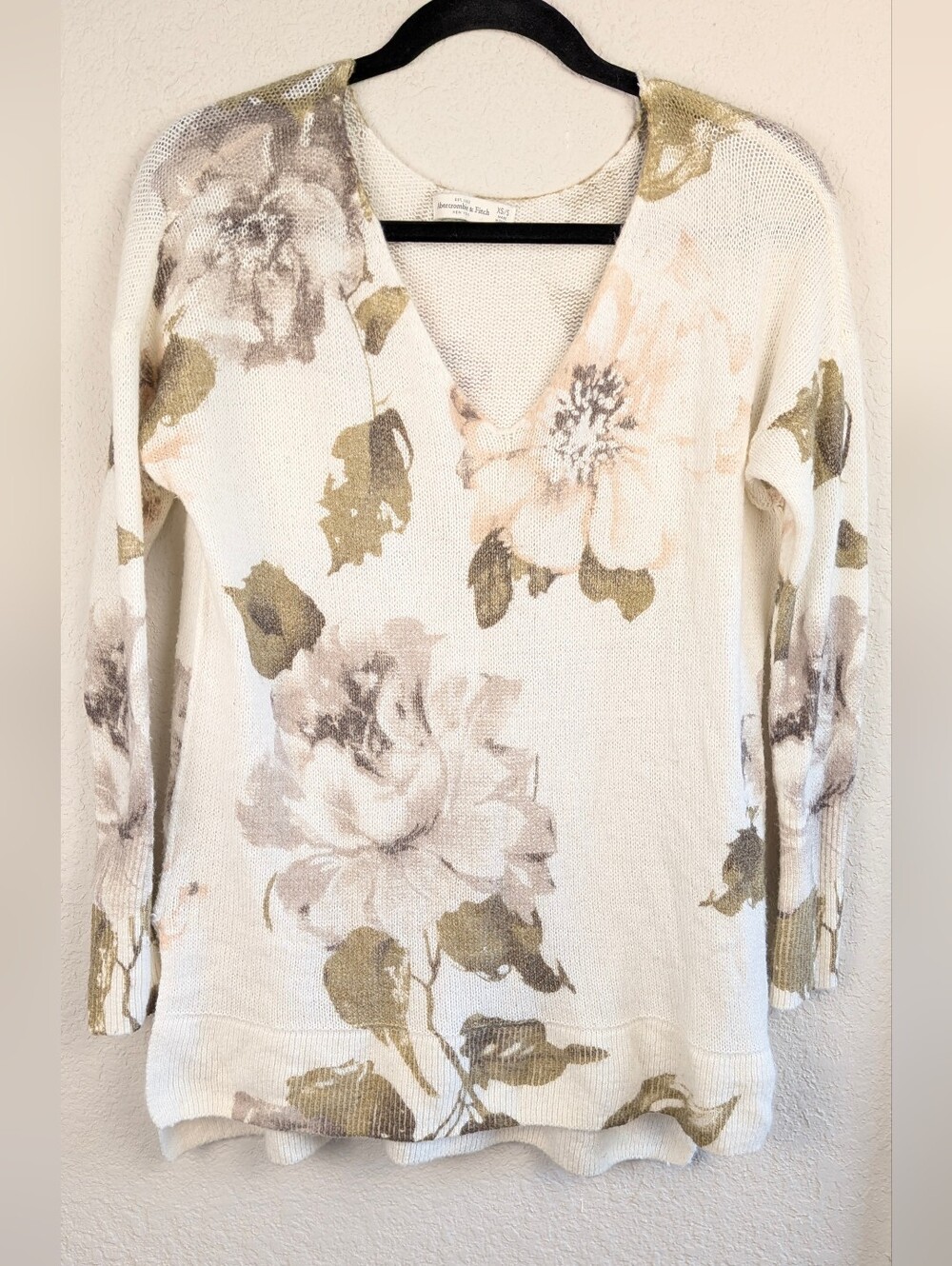 Abercrombie & Fitch Lightweight Sweater XS/S Tunic Length LS Cream Fairy Core